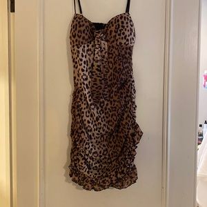 Tiger Mist Strapless Chetah Print Dress